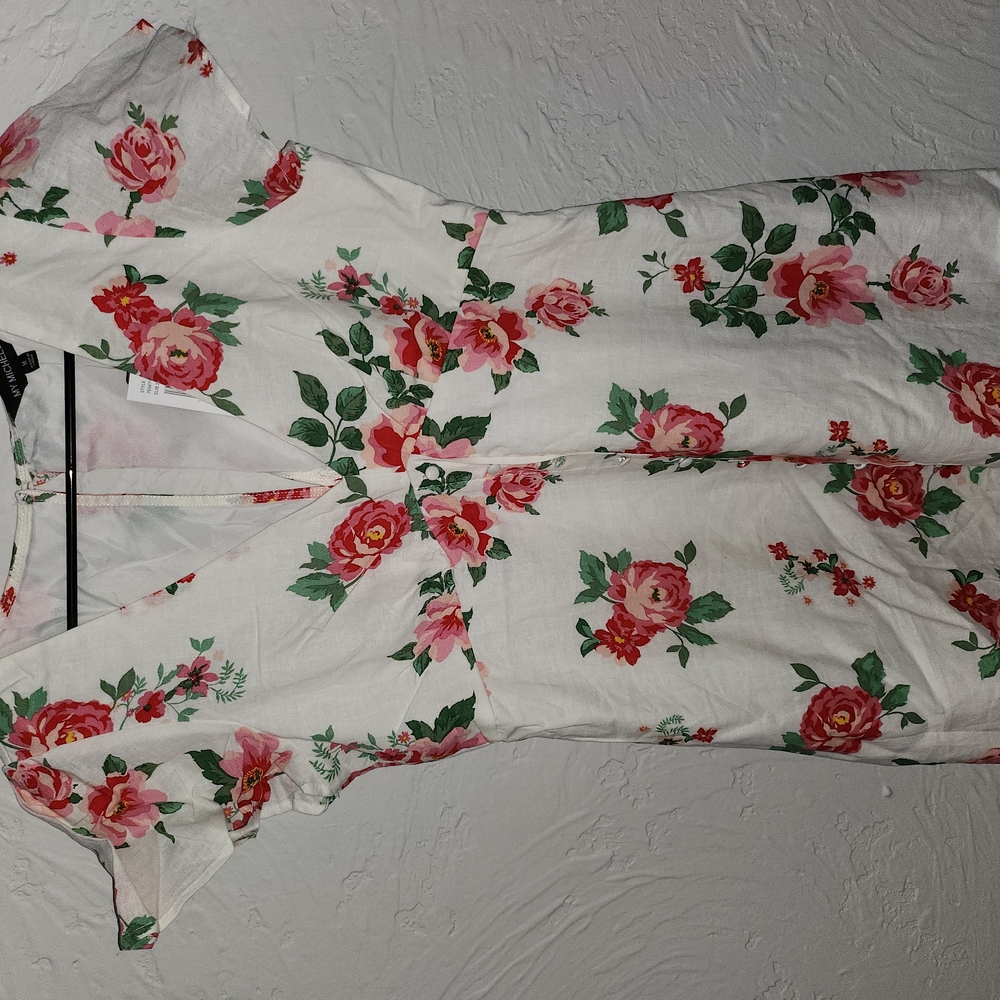 Michele Floral V-Neck Dress in Pink and Green